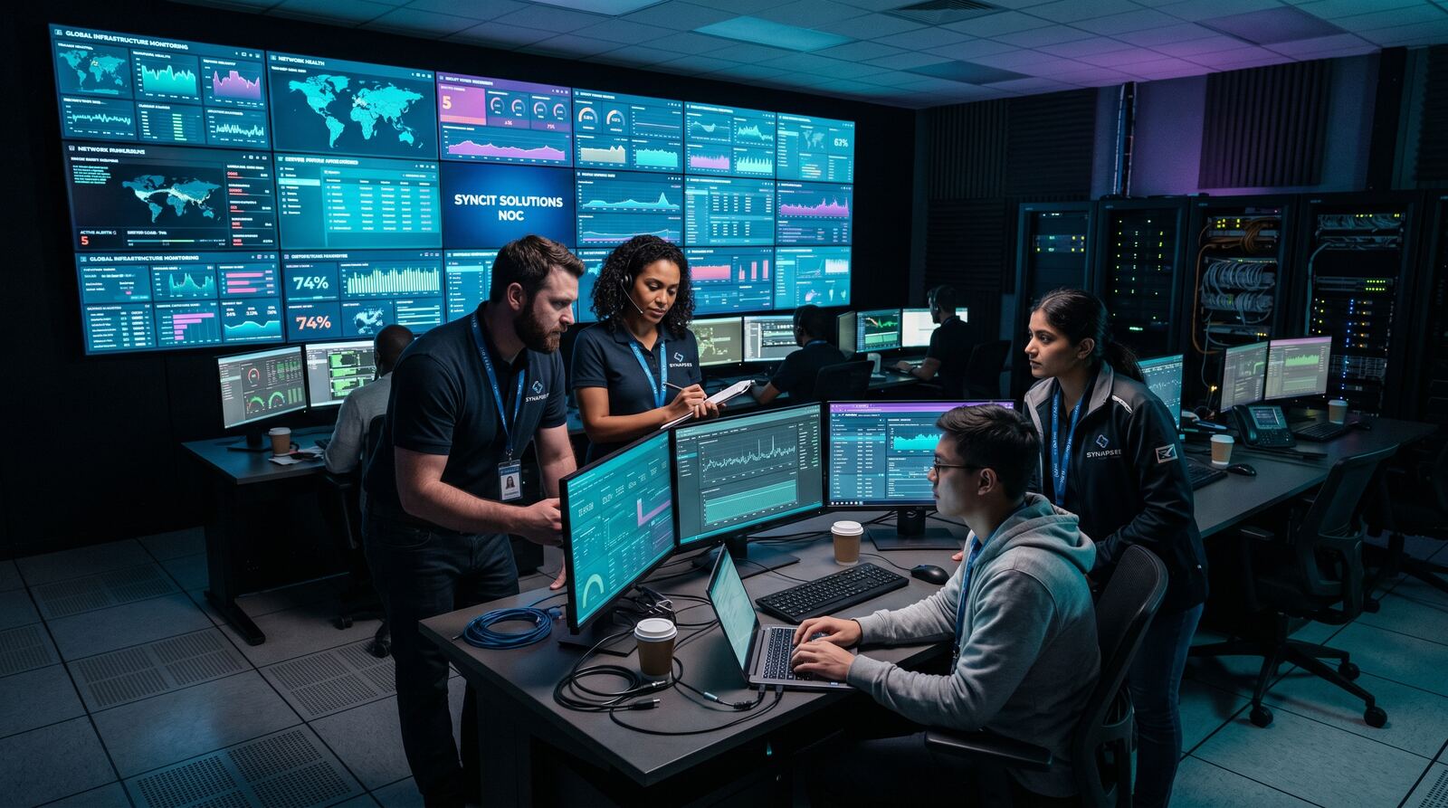 Equipe Uaimacks em centro de operações de TI